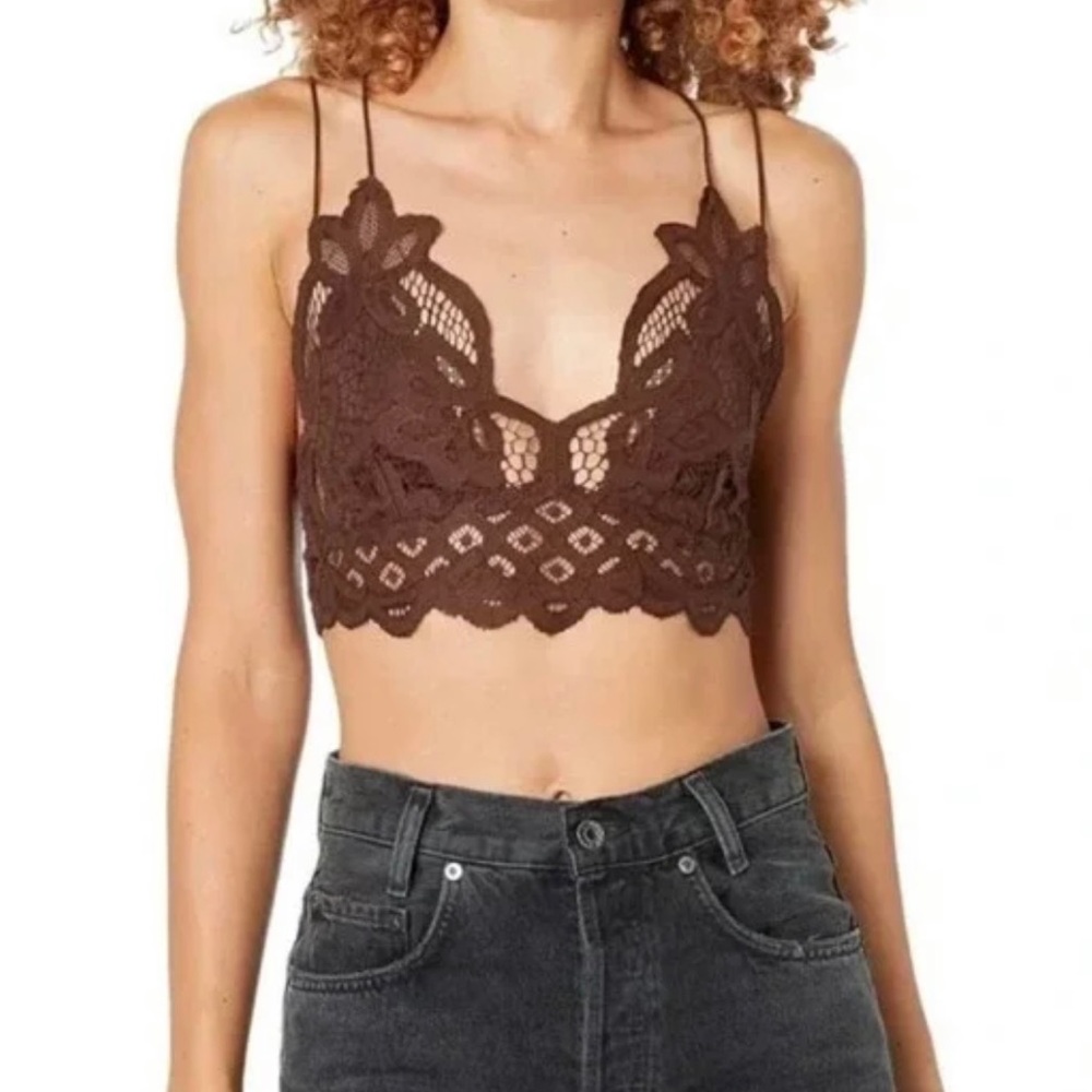 Free People Adella Lace Bralette Chocolate Brown - Picture 6 of 6